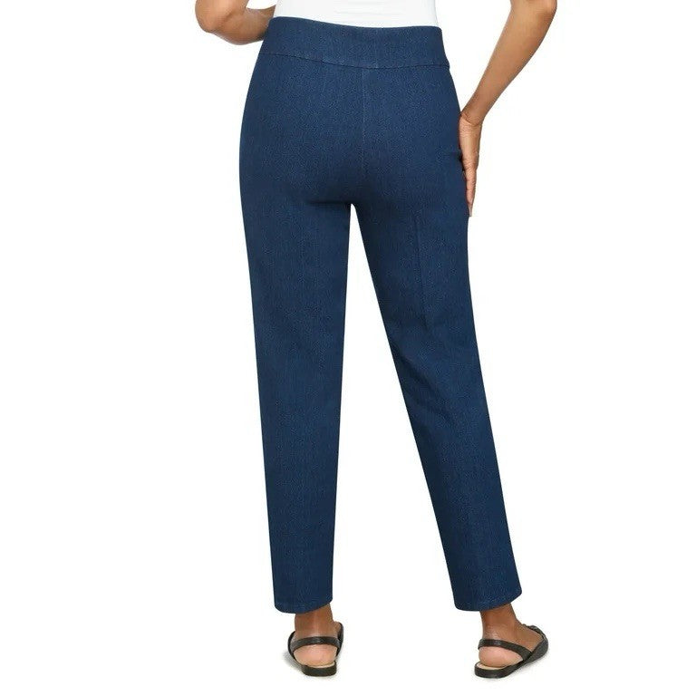 Alfred Dunner Petite Pants Womens Denim Stretch Straight Leg Pockets Casual  10P