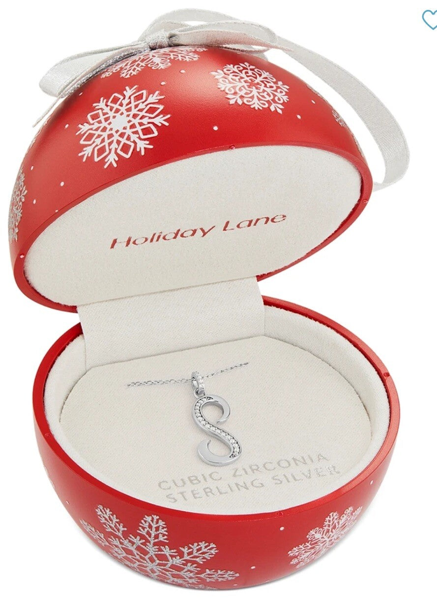 Holiday Lane Cubic Zirconia Initial Pendant Necklace 18k Gold-Plated  Sterling S