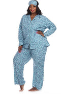White Mark Women's Pajama Set - Extended Sizes Mint Paisley 1XL
