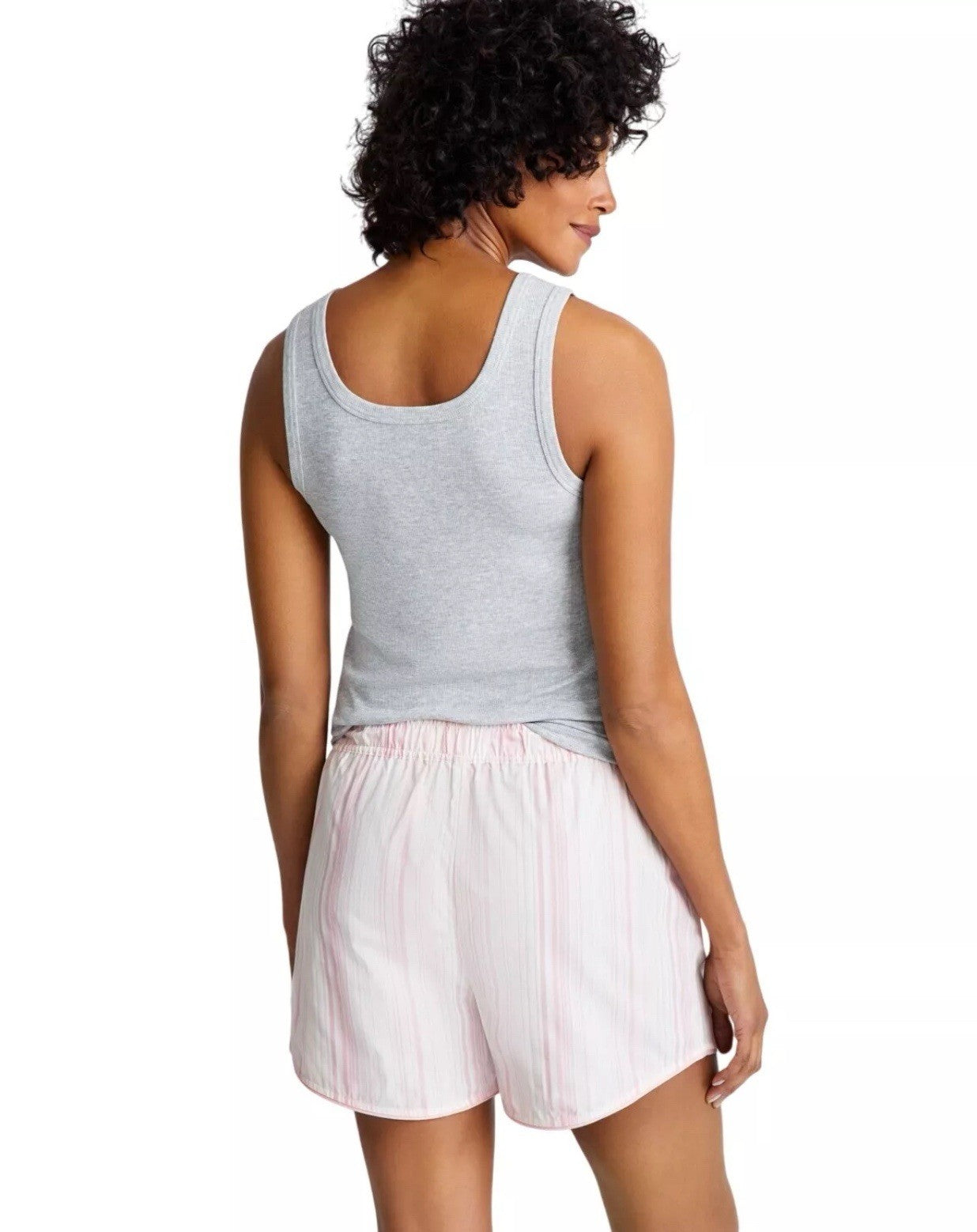 State Of Day Womens Striped Poplin Boxer Sleep Shorts 100185746MS Pink Stripe S