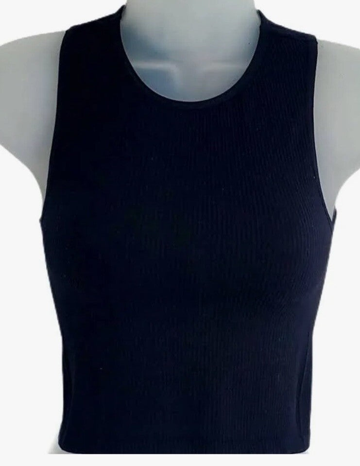 Hippie Rose Juniors Ribbed Crop Tank Top Black XS