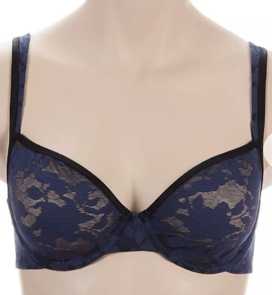 B. Tempt'd by Wacoal L83903 Navy Floral Lace Shadow Scene Underwire Bra Size 34D
