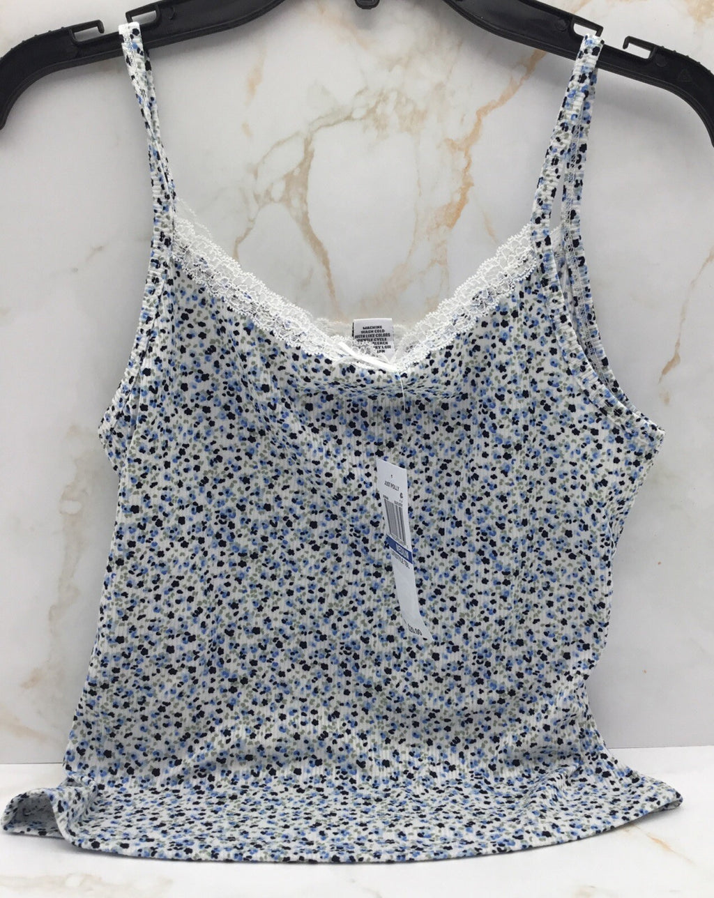 Just Polly Juniors' Lace Trim Ribbed Tank From Just Polly Medium