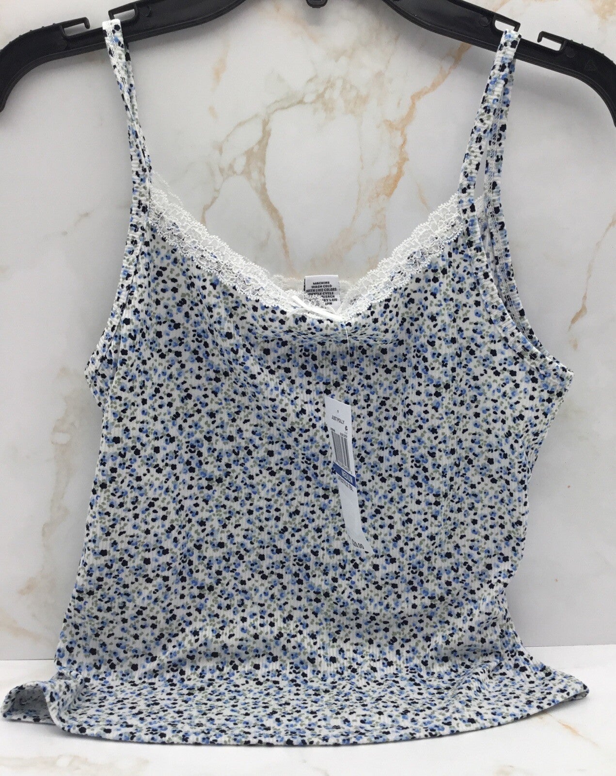 Just Polly Juniors' Lace Trim Ribbed Tank From Just Polly Medium
