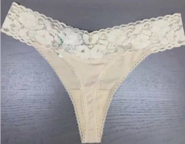 I.N.C. International Concepts Women's Lace-Trim Thong Underwear Almond Latte M