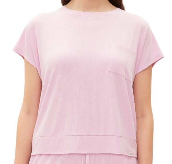 Gap GapBody Women's Ribbed Short-Sleeve Pajama Top - Butterfly Pink, X-LARGE