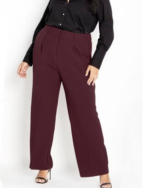 CITY CHIC Trendy Plus Size Audrie Pants Wine Color Size 22