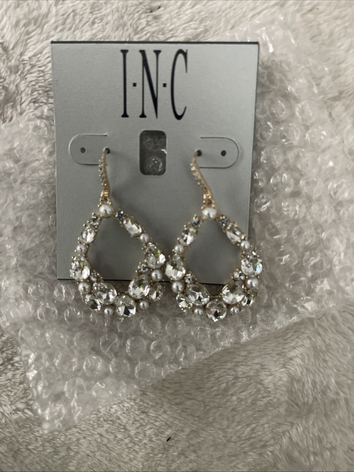 INC International Concepts Gold-Tone Pearl Cluster Drop Women's Earrings