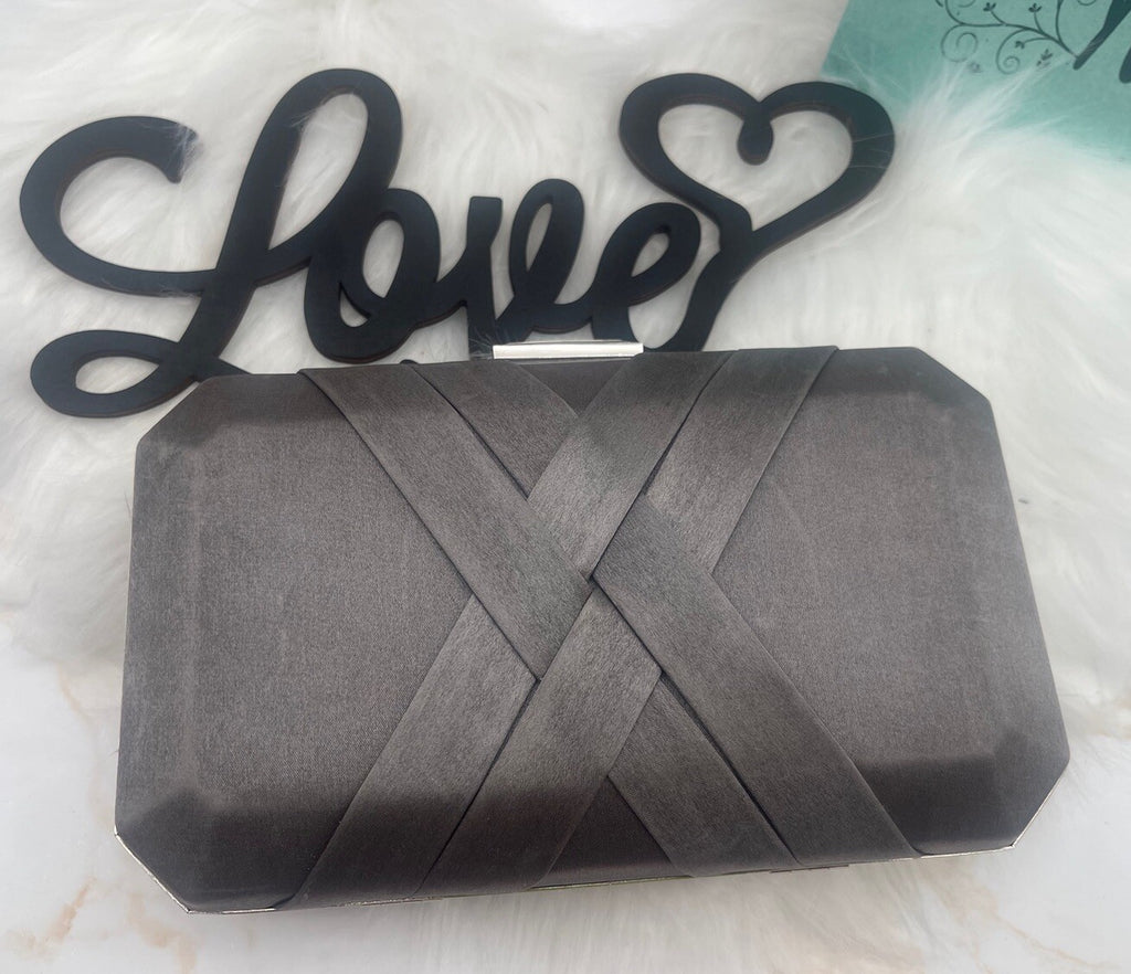 INC silver clutch One Size 