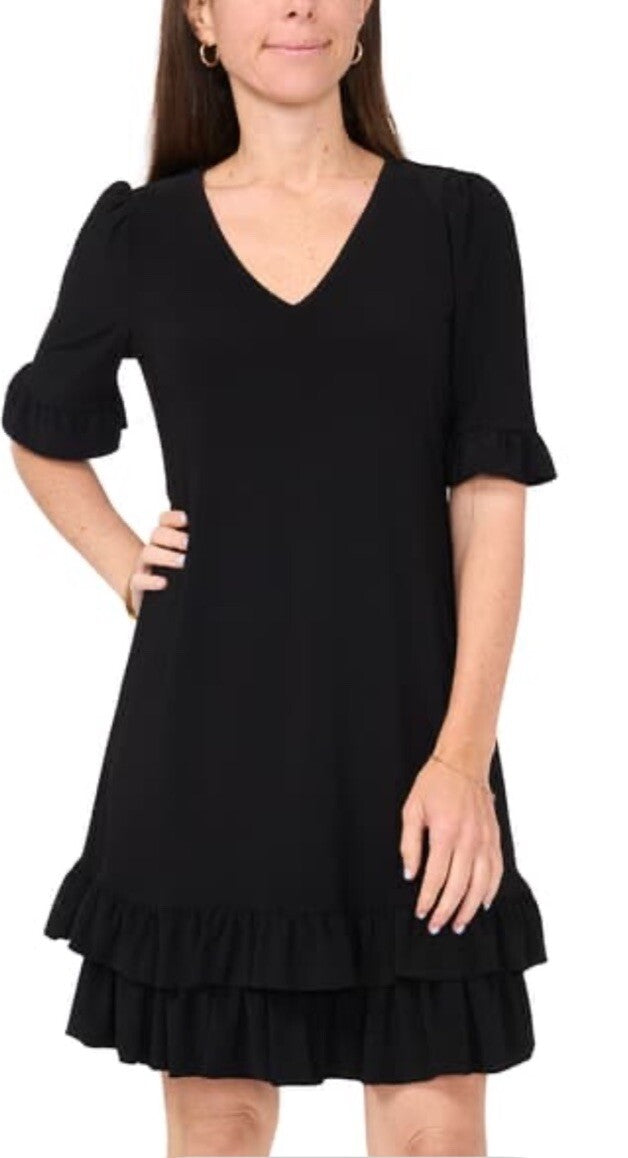 MSK Petites Womens Ruffle Mini Shift Dress PS
