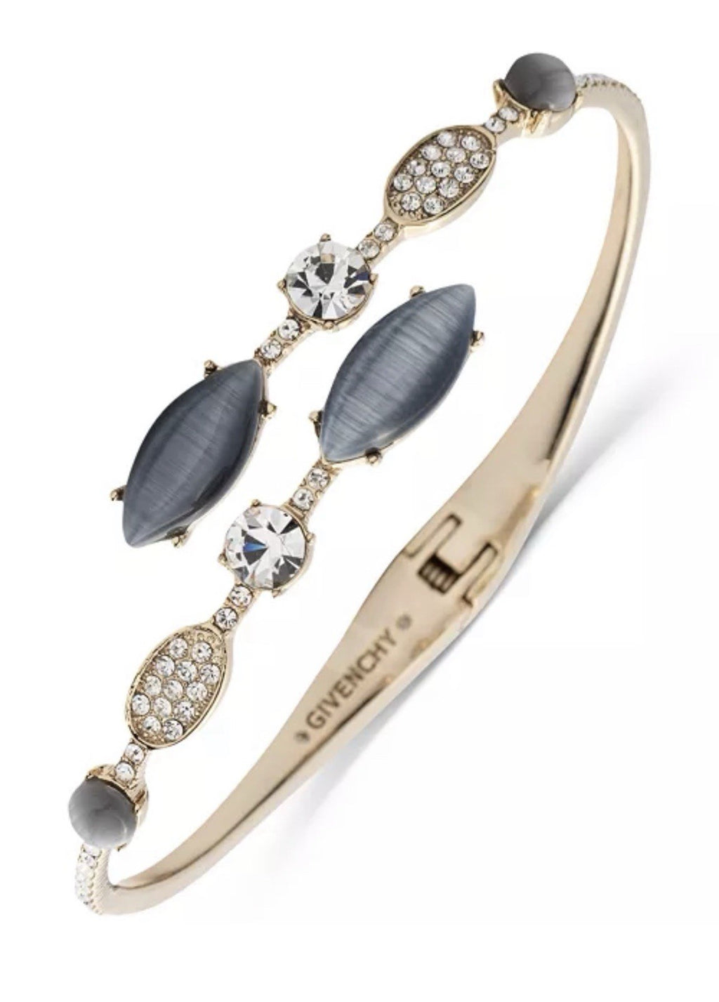 Givenchy Gold-Tone Mixed Crystal Bypass Bangle Bracelet - GREY