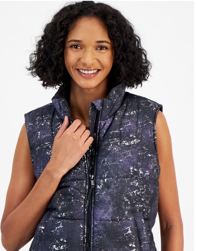 id ideology Women’s Midnight Foil Puffer Vest Created for Macys 