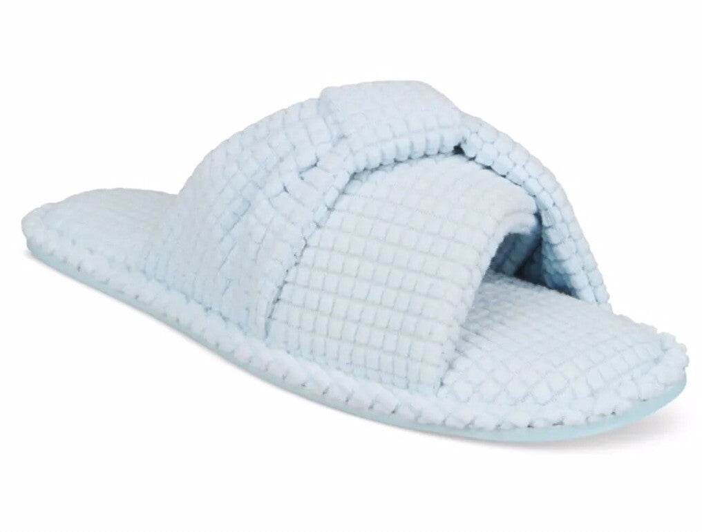 Charter Club Women's Textured Knot-Top Slippers Blue M 7-8