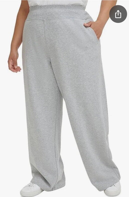 Calvin Klein Performance Womens Wide Leg Sweatpants Athletic Plus 2X Grey