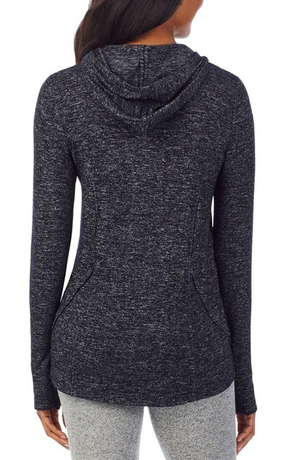 Cuddl Duds SoftKnit Long-Sleeve Tunic Hoodie Heather Charcoal L