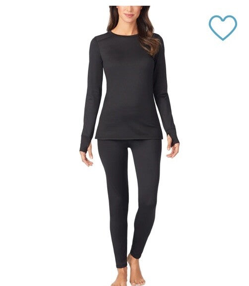 NEW Cuddl Duds Long Sleeve Crew Womens Base Layer Black M
