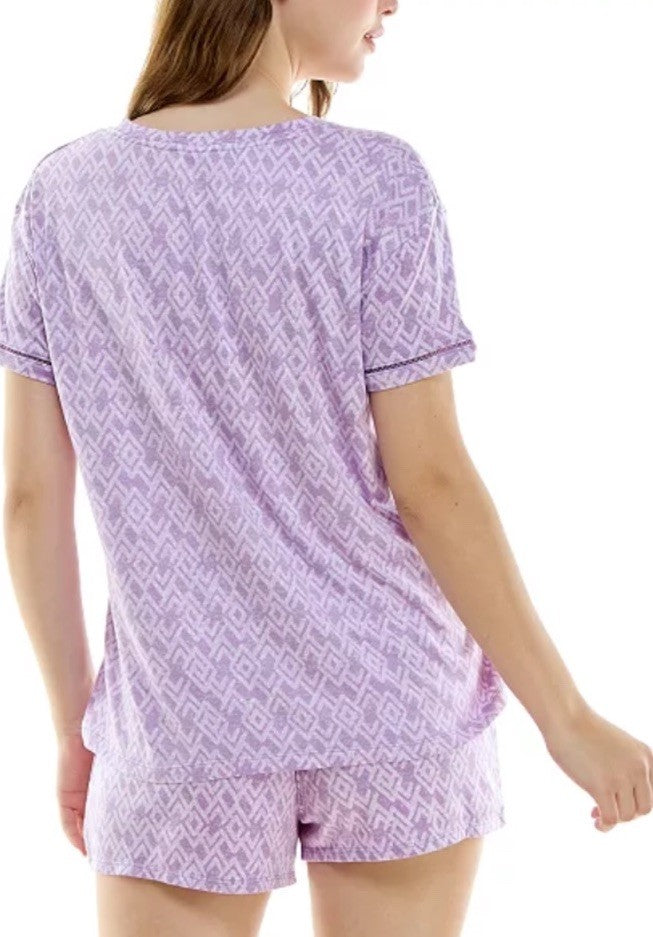 Roudelain Women's 2-Pc. Printed Short Pajamas Set 503 Lilac XL