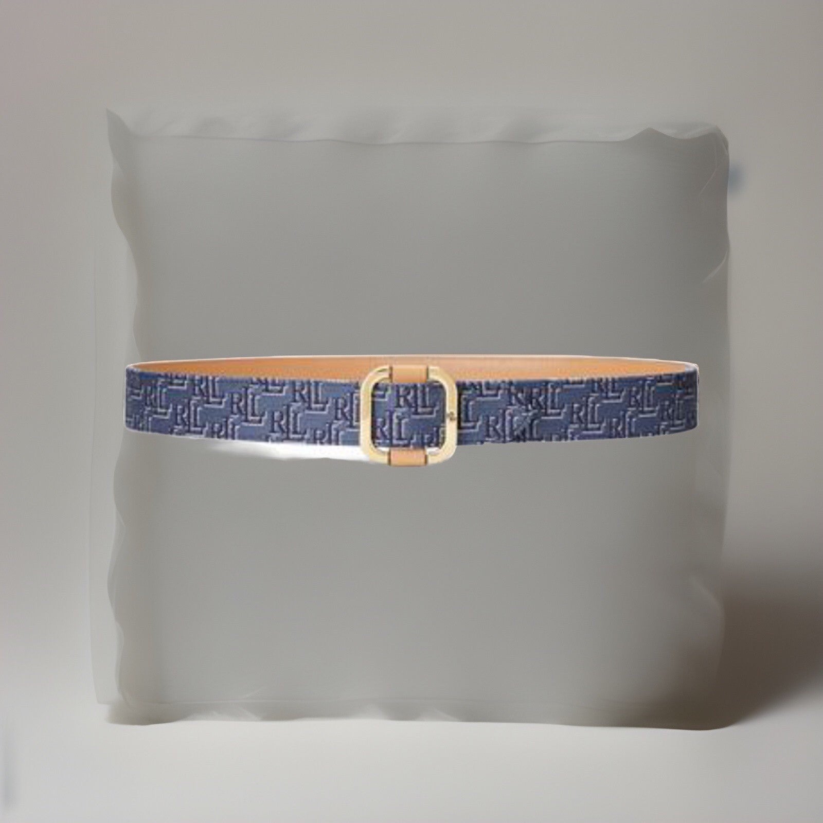 Lauren Ralph Lauren Blue Monogram Jacquard Slide-Buckle Belt Small 
