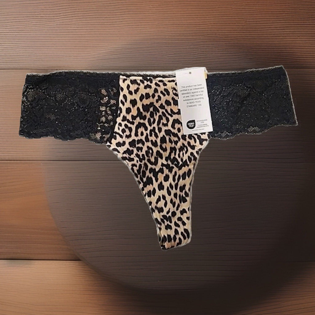 I.n.c. International Concepts Women's Satin Micro Cheetah Thong Underwear XLarge