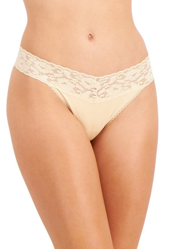 I.N.C. International Concepts Women's Lace-Trim Thong Underwear Almond Latte L