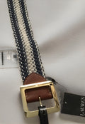Lauren Ralph Lauren Women's Striped Woven Wide Belt M 
