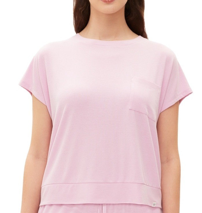 Gap GapBody Women's Ribbed Short-Sleeve Pajama Top - Butterfly Pink,  X-LARGE
