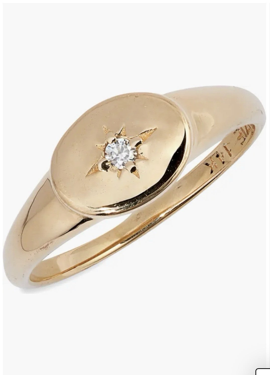 Jac + Jo by Anzie Diamond Accent Oval Signet Ring in 14k Gold Size 6
