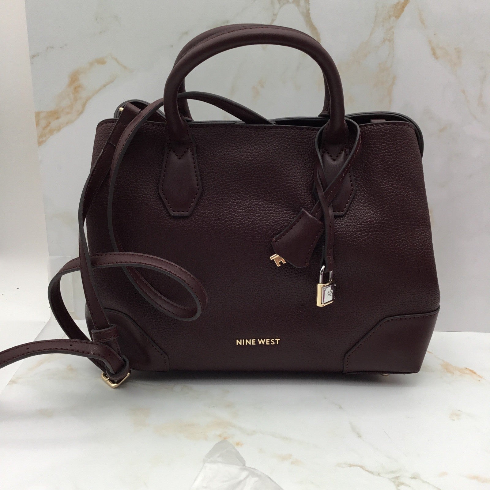 Nine West Black Brooklyn Jet Set Satchel Tote  8.5"H × 10.5"W × 4"D