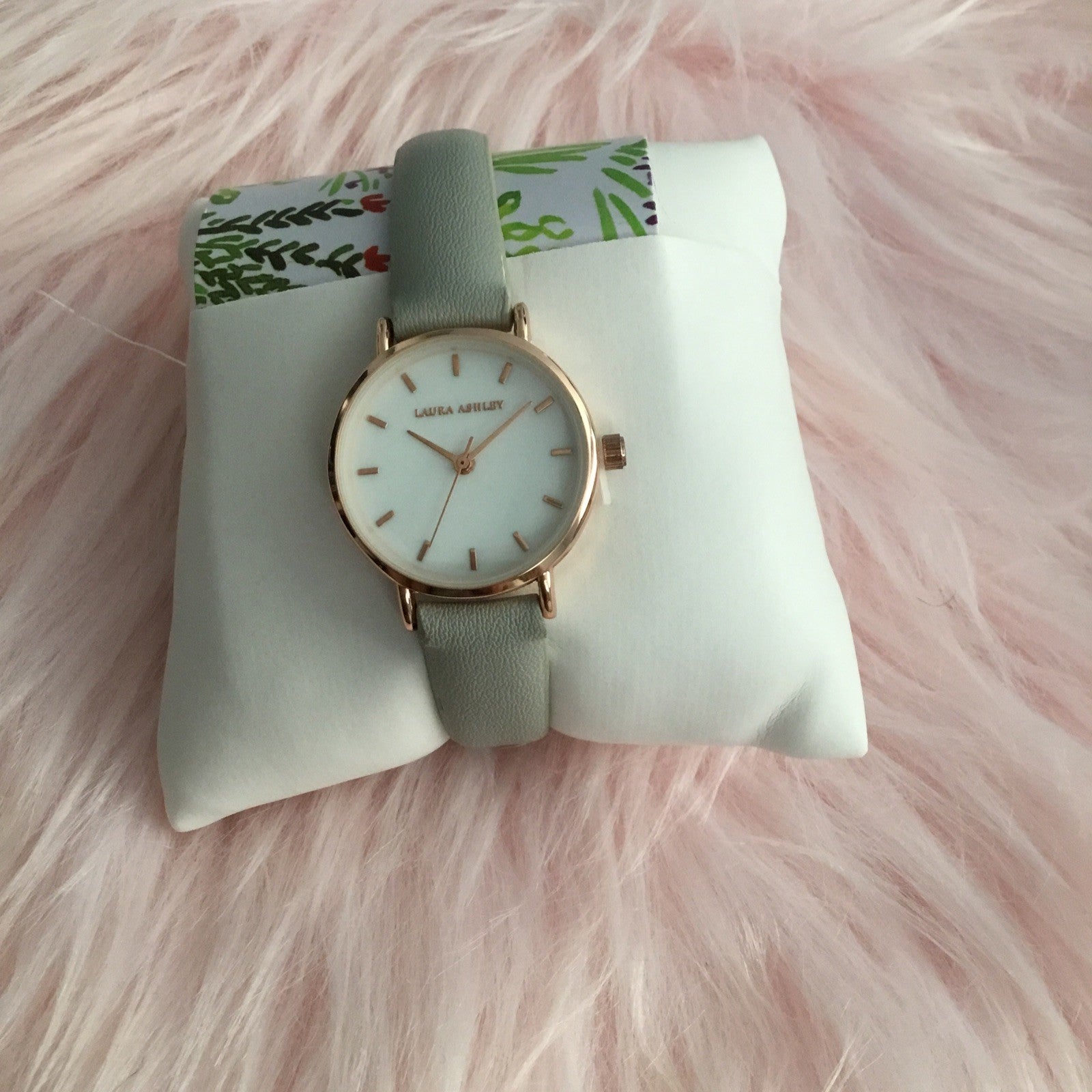 Laura Ashley Women's Mini Slim Clean Gray Strap Watch 