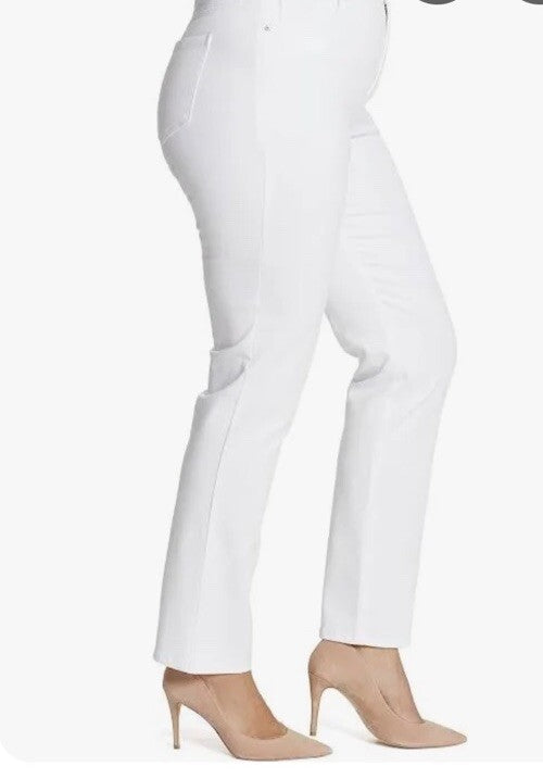Gloria Vanderbilt Women White High Rise Straight-Leg Jeans Pants Petite Size 10P