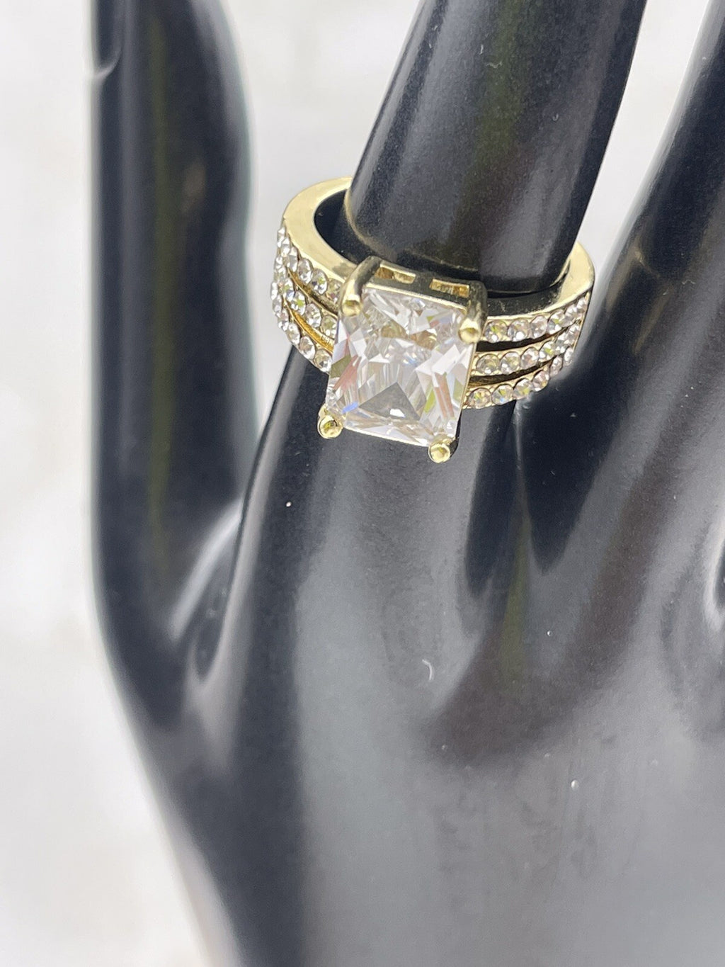 Charter Club Gold Tone Solitaire 3 Row Cubic Zirconia Ring - New