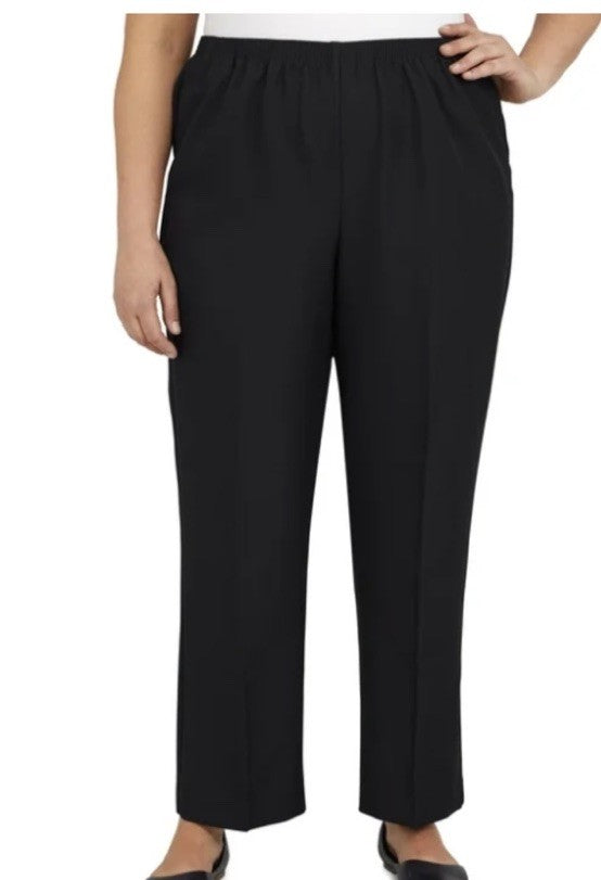 Alfred Dunner Plus Size Classic Fit Pants 24W Proportioned Short Pull On Black