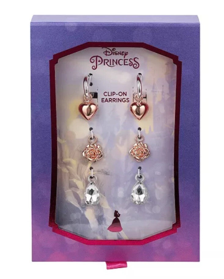 Disney Kid's Princess Beauty and The Beast Multi Earring Set