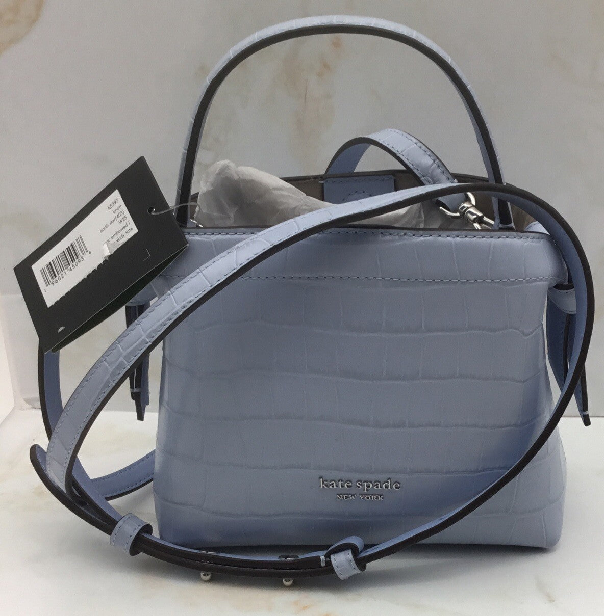 Kate Spade Knott Croc-embossed Mini Crossbody Tote ~NWT~ Blue