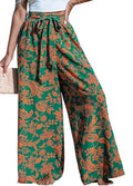 Cupshe Women's Tropical Tie Waist Wide Leg Pants S 