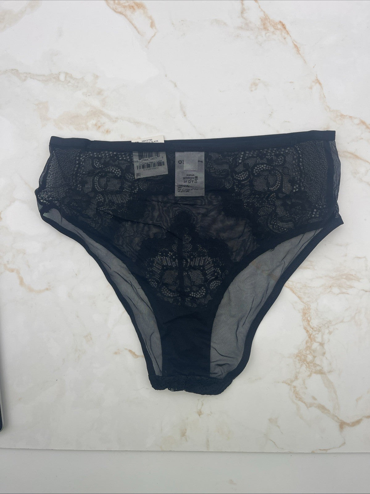 Inc International Concepts Women s Lace-Trim High-Waist Mesh Brief, Black, Small