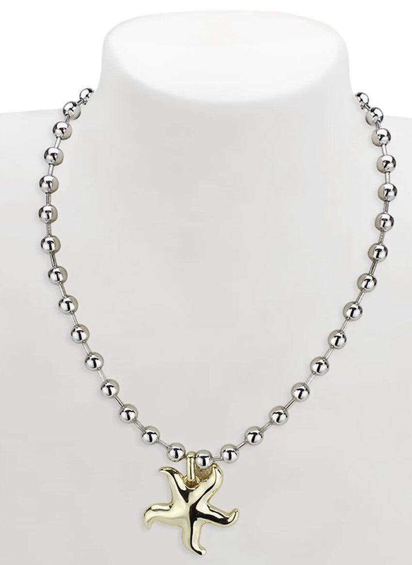 AQUA Eno Two-Tone Starfish Bead Pendant Necklace, 16-19"  