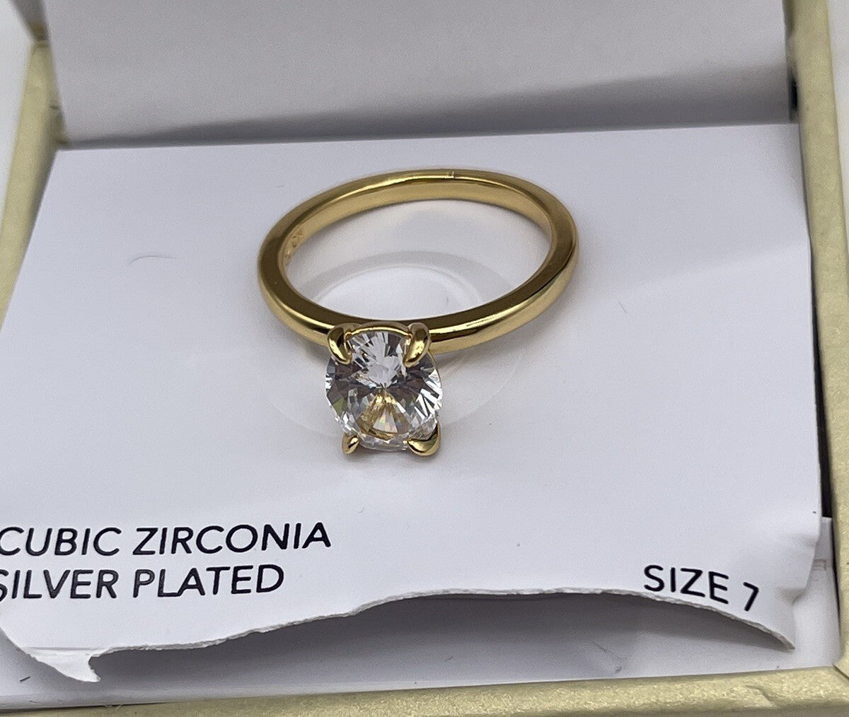 Charter Club Cubic Zirconia Silver Plated Size 7 Ring In Gold Color