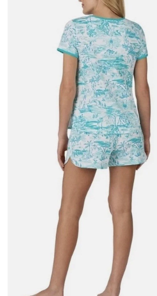 Cuddl Duds Women's 2-Pc. Printed Shortie Boxer Pajamas Set Blue S