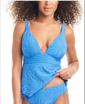 Bar III Women's Hankey Textured Tankini Top - Cobalt L