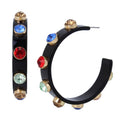 Steve Madden Women's Stone Large Hoop Earrings Multicolored 