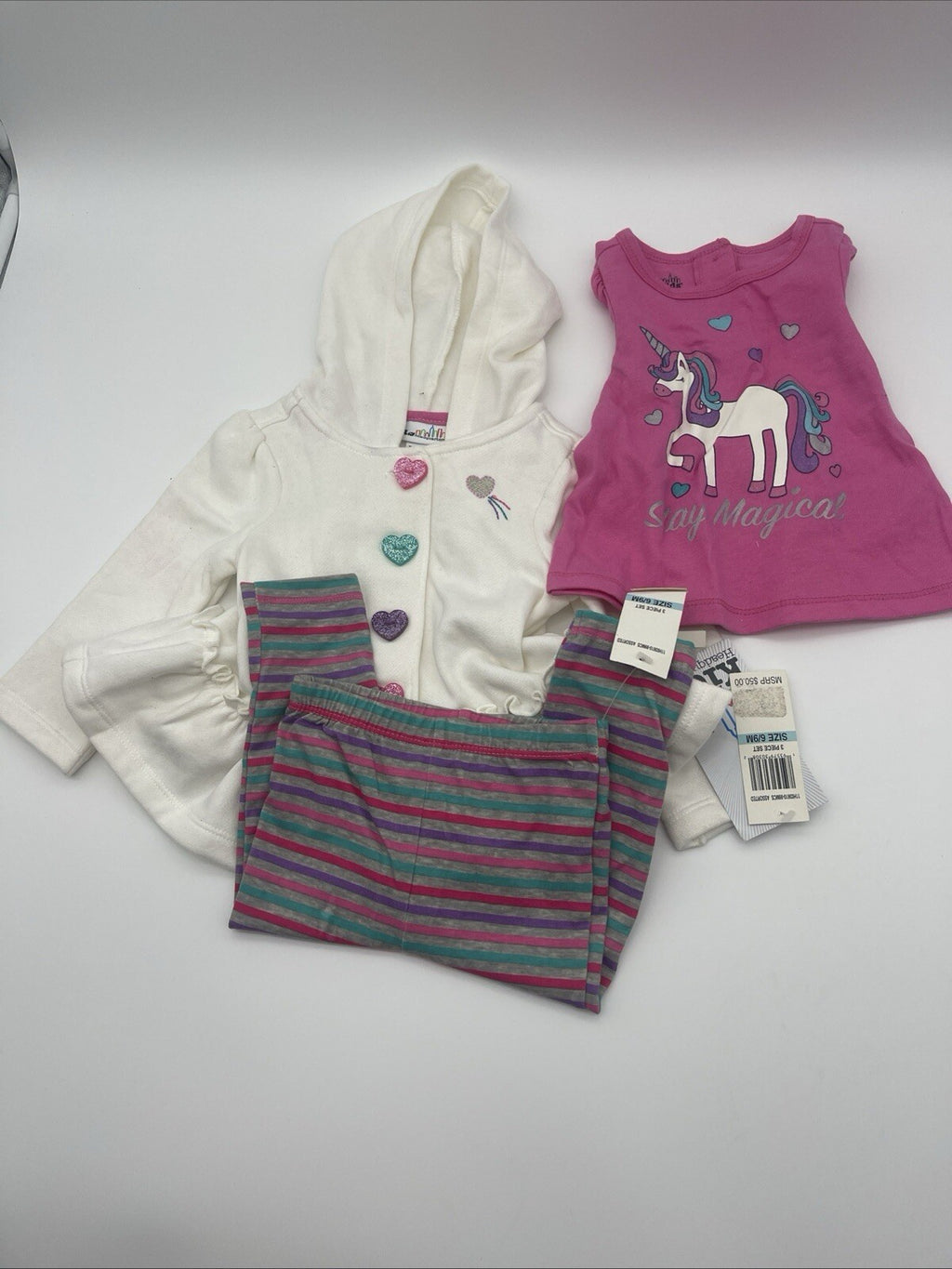 Kids Headquarters Toddler Girls Hooded Jacket 3 Pieces Size 6-9 Months 