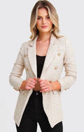 Belle & Bloom Princess Polina Textured Weave Blazer S Beige 