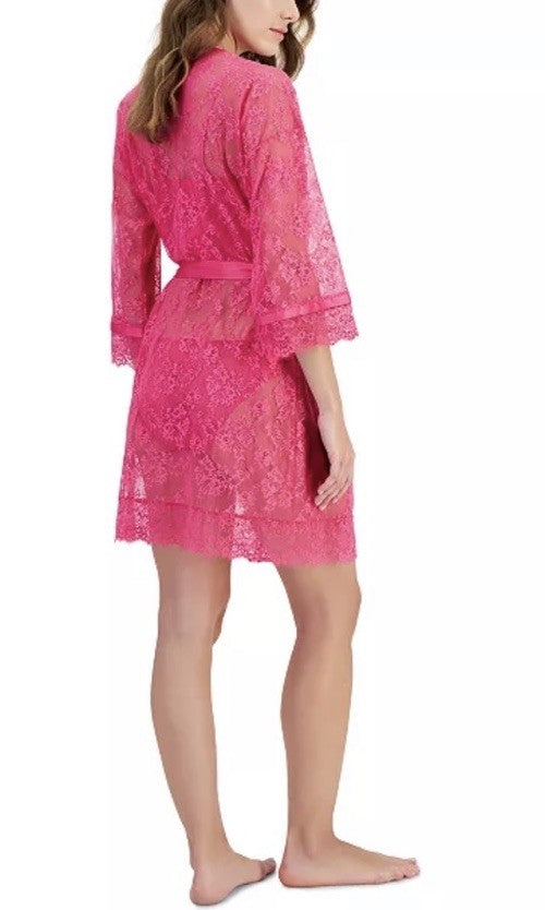 I.N.C. International Concepts Women's Embellished Lace Robe Pink S