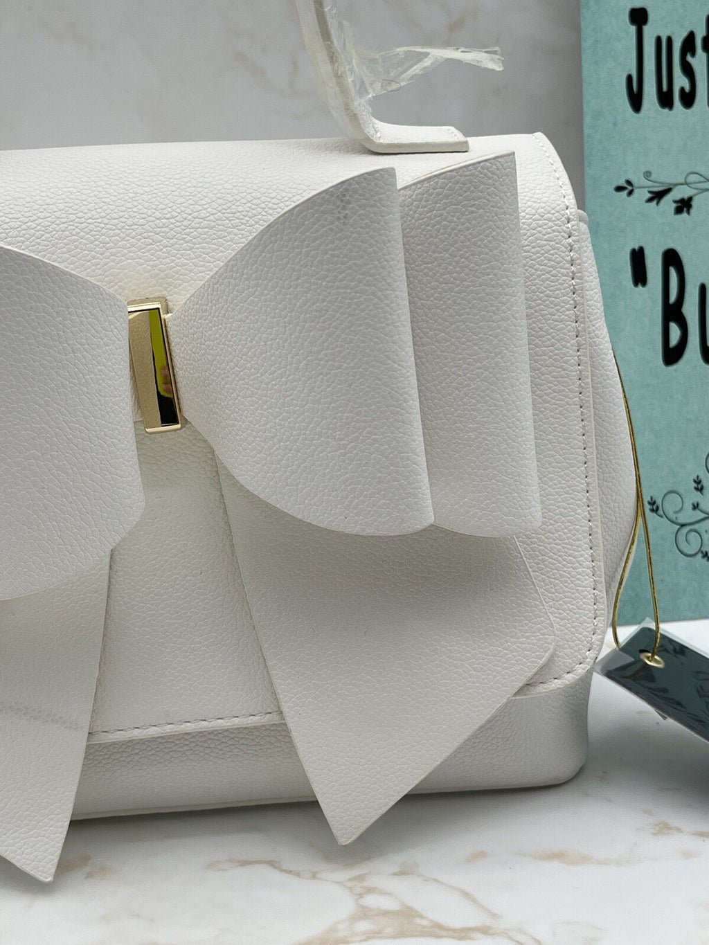 EVA DOUBLE BOW VEGAN SATCHEL CROSSBODY BAG WHITE 