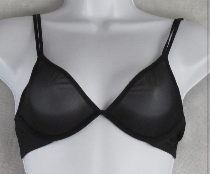 calvin Klein Womens Sheer Marquisette Unlined Plunge Bra QF6727 Black 32D