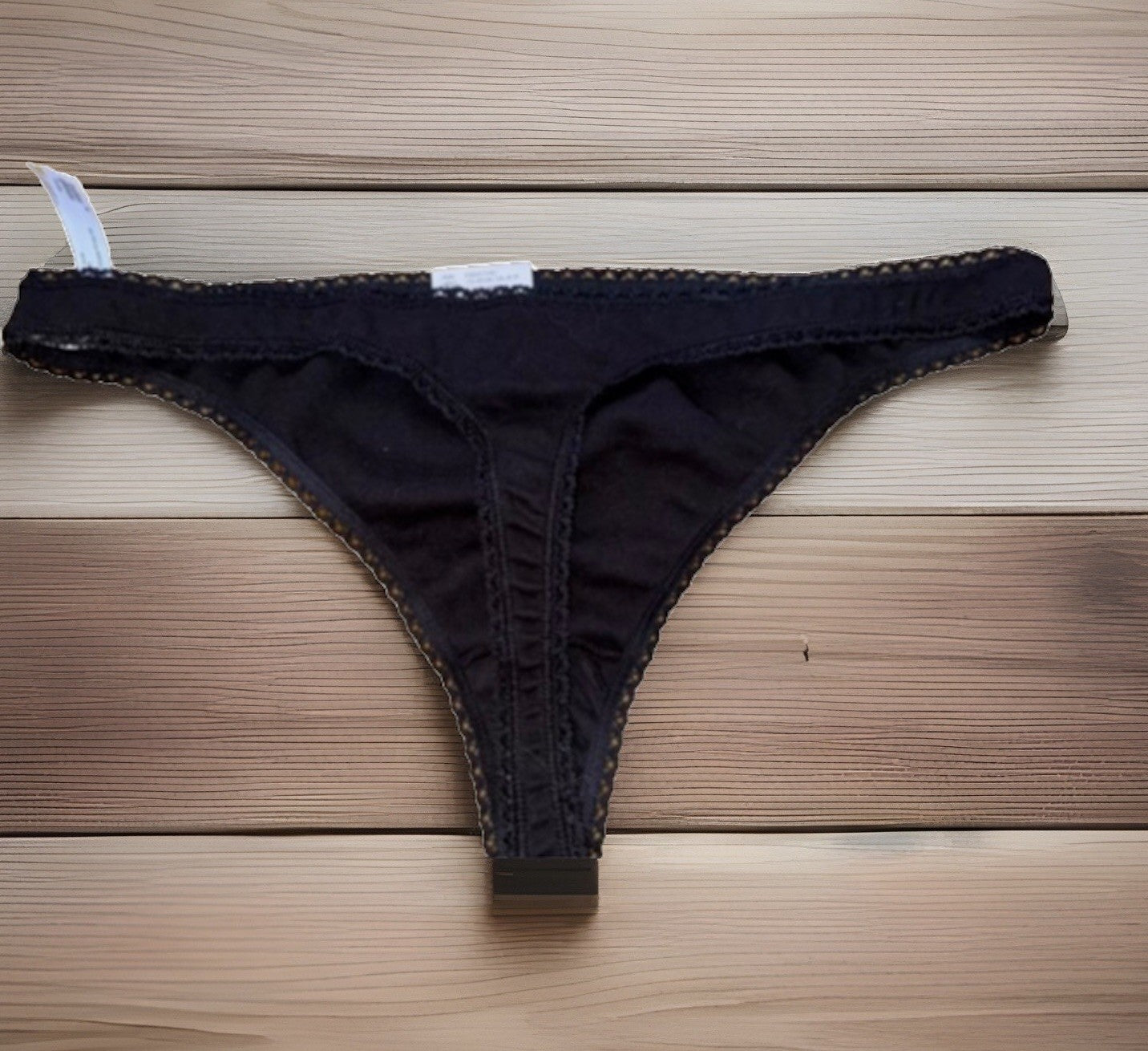 Charter Club Everyday Cotton Women's Lace-Trim Thong Black XL
