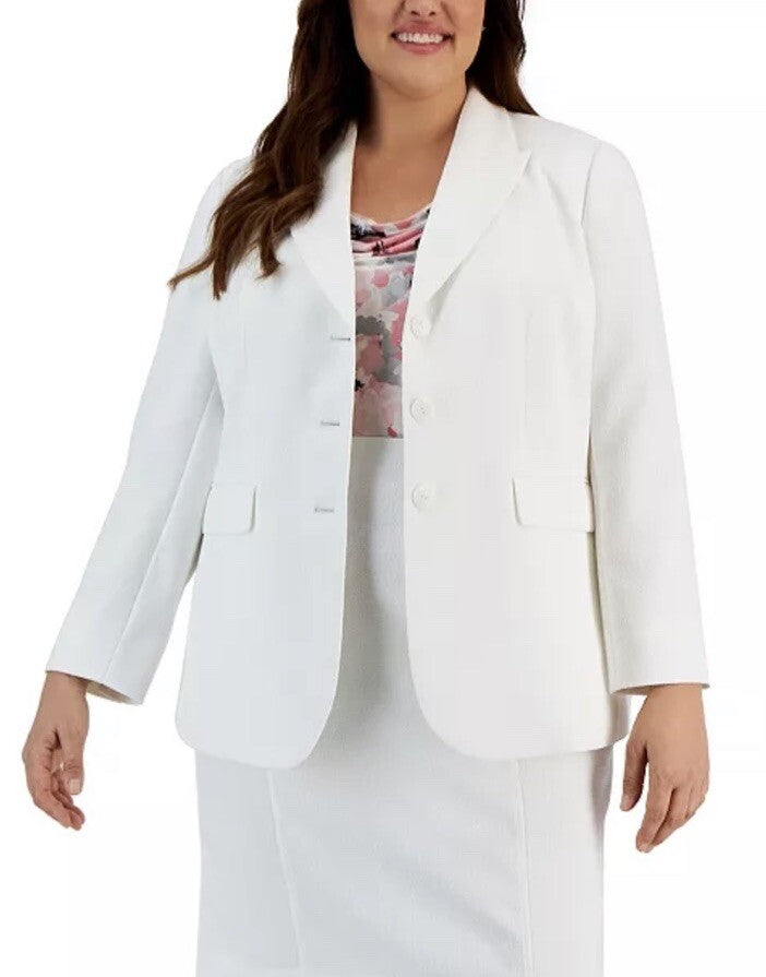 Plus Womens Office Career Suit Jacket White 18W