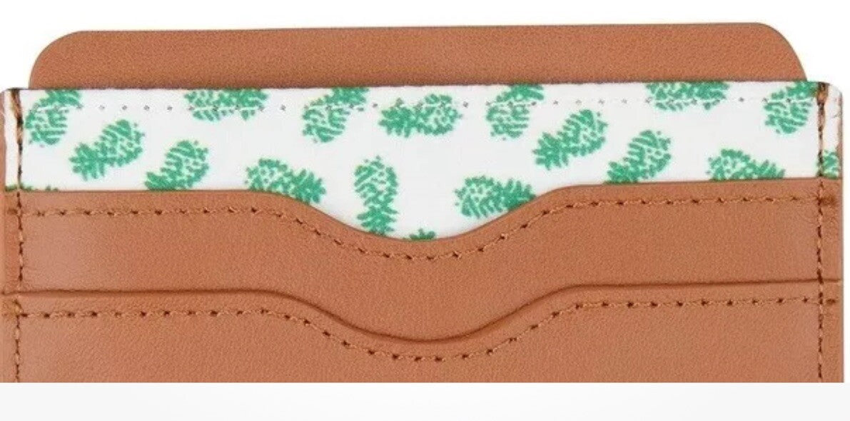 Bespoke Mens Minimalist Wallet Tan Brown Pineapple Print Thin Credit Card Case