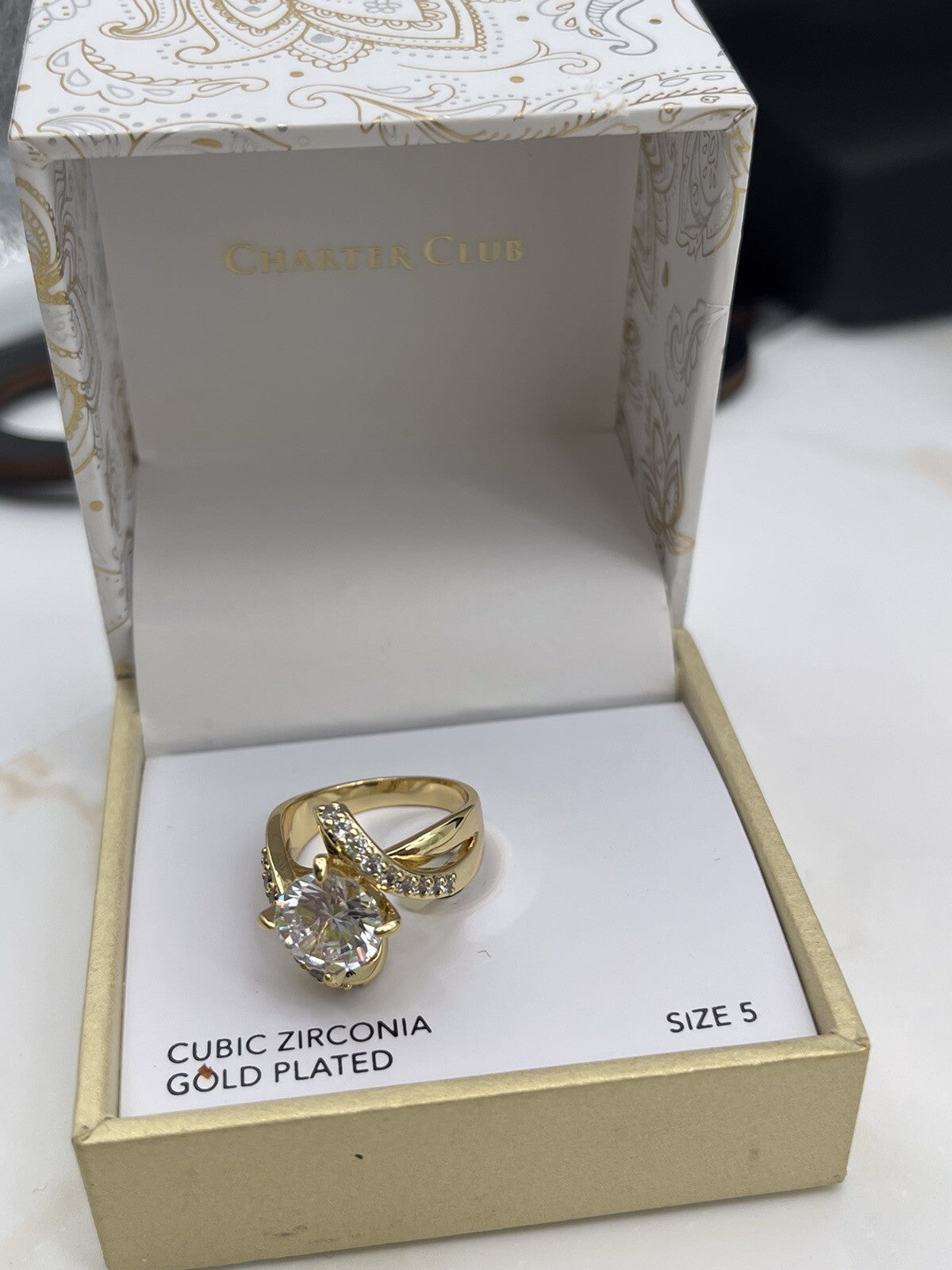  Charter Club Cubic Zirconia Gold Plated Ring Size 5
